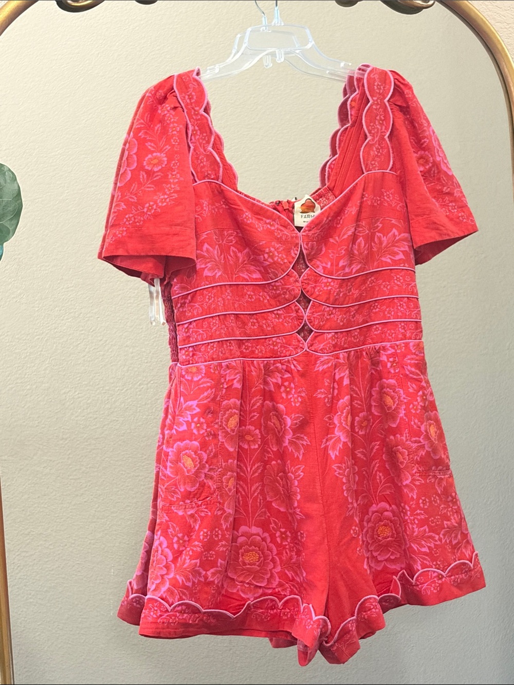 Farm Rio Olivia Cutout Smocked Romper Size M - Picture 4 of 9